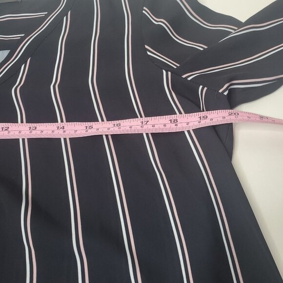 Adrianna Papell Women's Size Medium Striped Black Blouse Career - Picture 3 of 5
